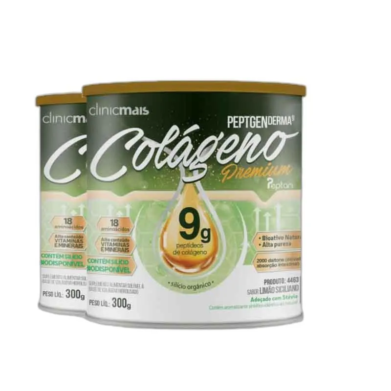 Kit 2 Colágeno Premium 9g Clinicmais 300g Limão Siciliano