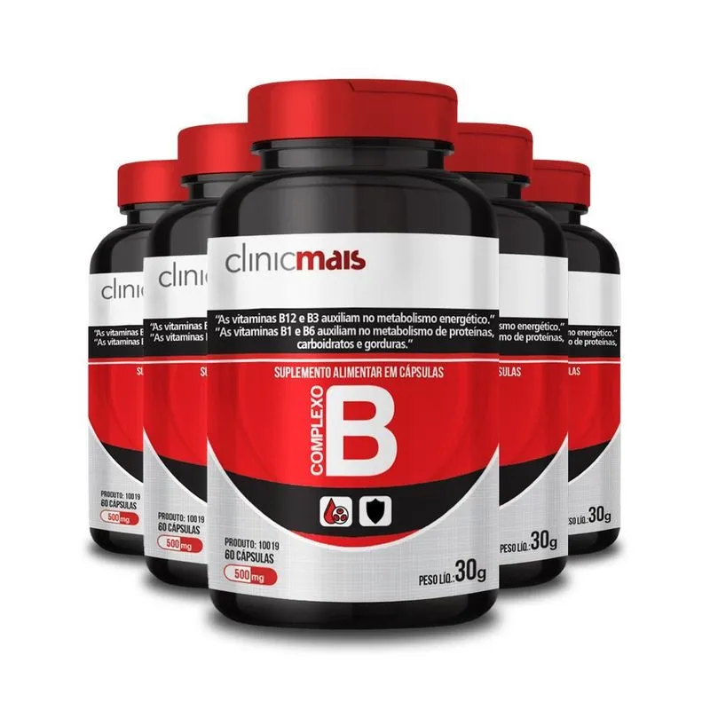 Kit 5 Complexo B 500mg Clinicmais 60 Cápsulas