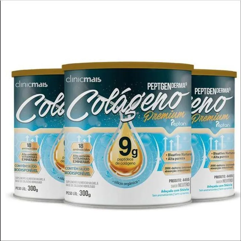 Kit 3 Colágeno Hidrolisado Premium 9g Clinicmais 300g Neutro