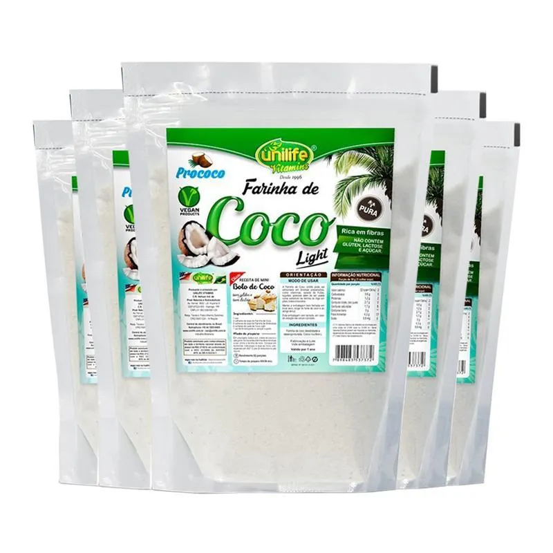 Kit 5 Farinha De Coco Light 300g Unilife