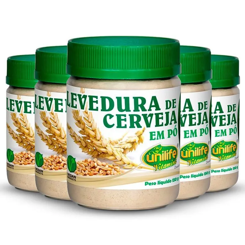 Kit 5 Levedura De Cerveja Em Pó Unilife 150g