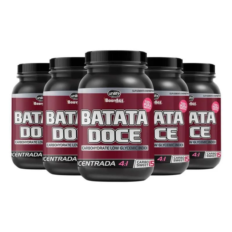 Kit 5 Batata Doce Roxa Farinha Concentrada Unilife 1Kg
