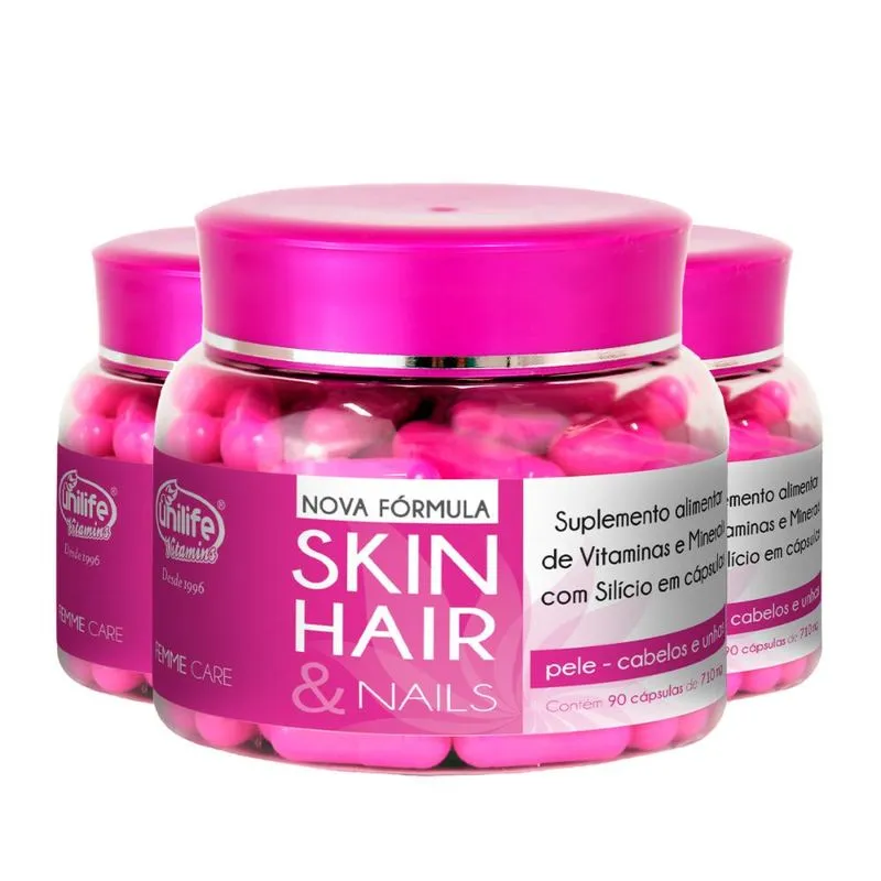 Kit 3 Skin Hair e Nails Femme Care Unilife 90 Cápsulas