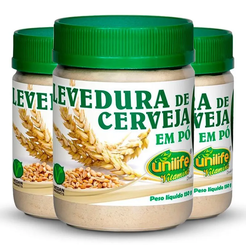 Kit 3 Levedura De Cerveja Em Pó Unilife 150g