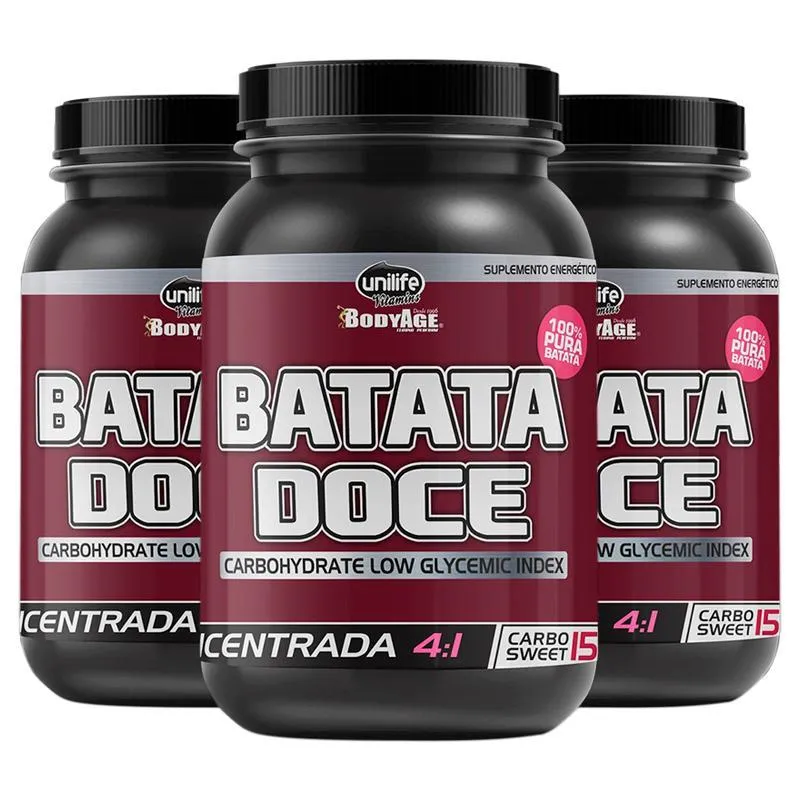 Kit 3 Batata Doce Roxa Farinha Concentrada Unilife 1kg