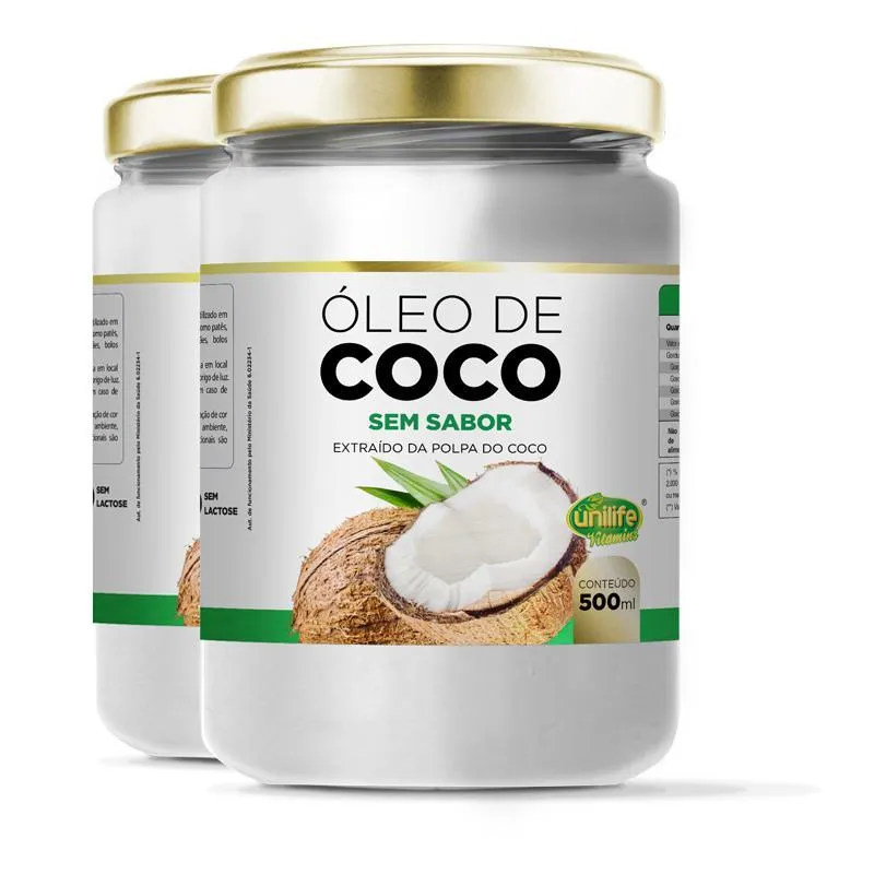 Kit 2 Óleo De Coco Sem Sabor Unilife 500ml