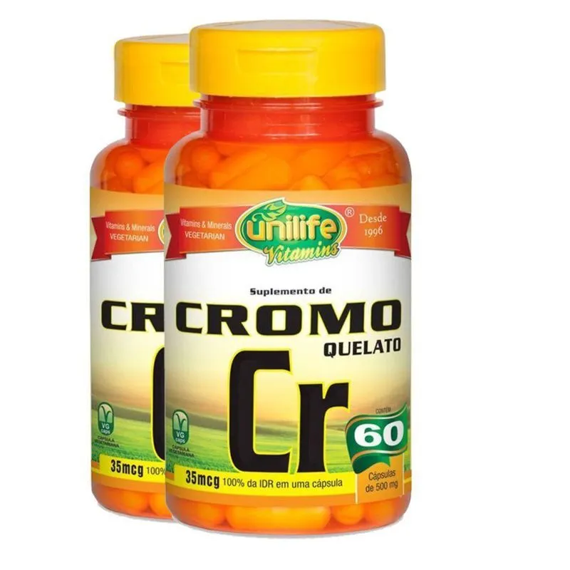 Kit 2 Cromo Quelato 60 Cápsulas Unilife