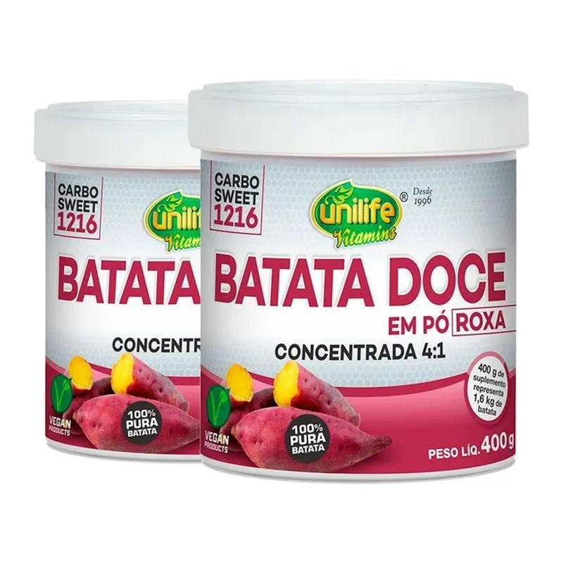 Kit 2 Batata Doce Roxa Em Pó 100% Pura 400G Unilife