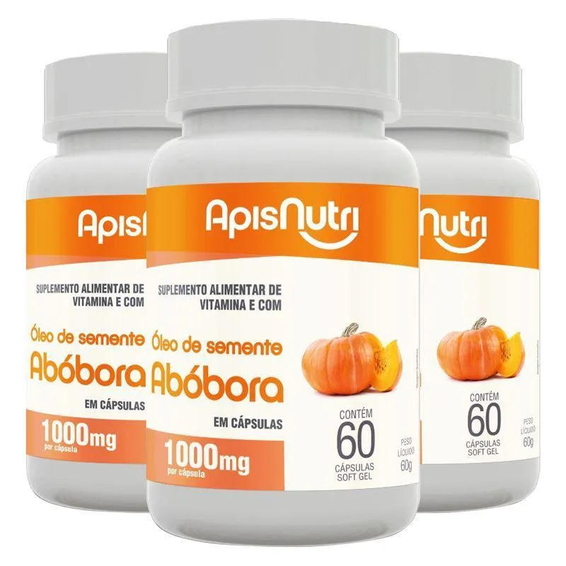 Kit 3 Óleo De Semente De Abóbora Apisnutri 60 Cápsulas