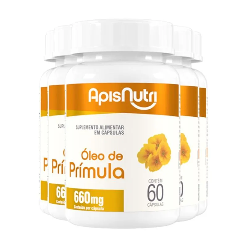 Kit 5 Óleo De Prímula Apisnutri 60 Cápsulas