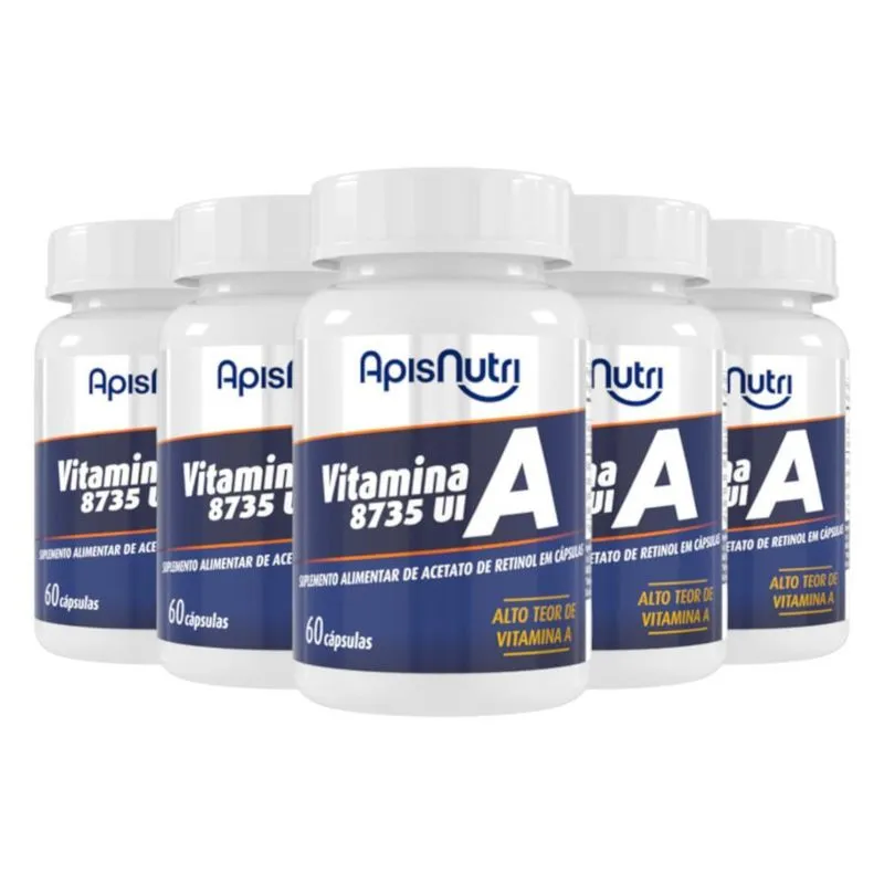 Kit 5 Vitamina A Apisnutri 60 Cápsulas