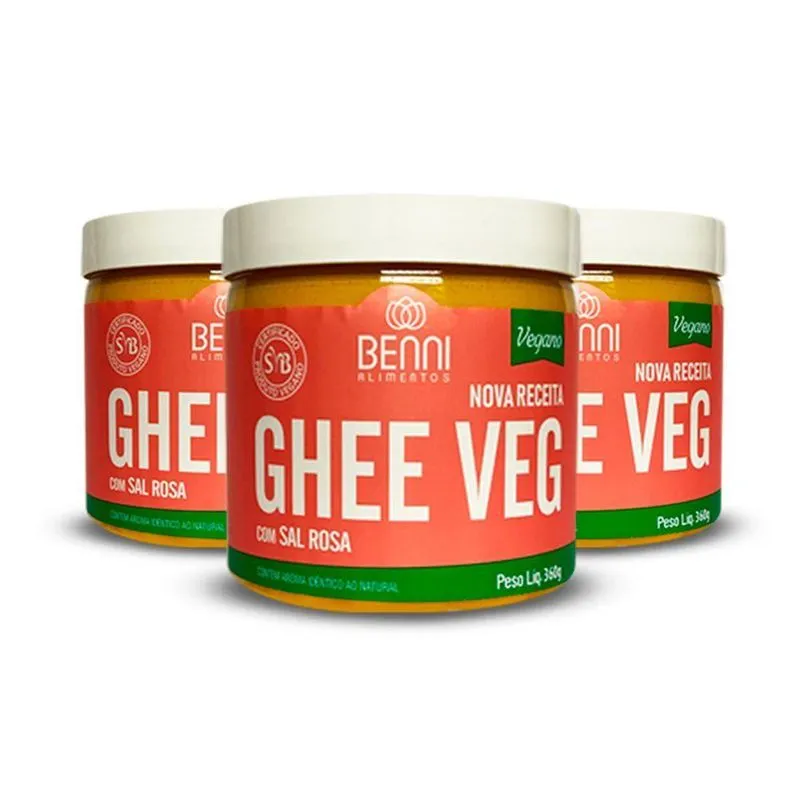 Kit 3 Manteiga Ghee Com Sal Rosa Ghee Benni Veg 360g