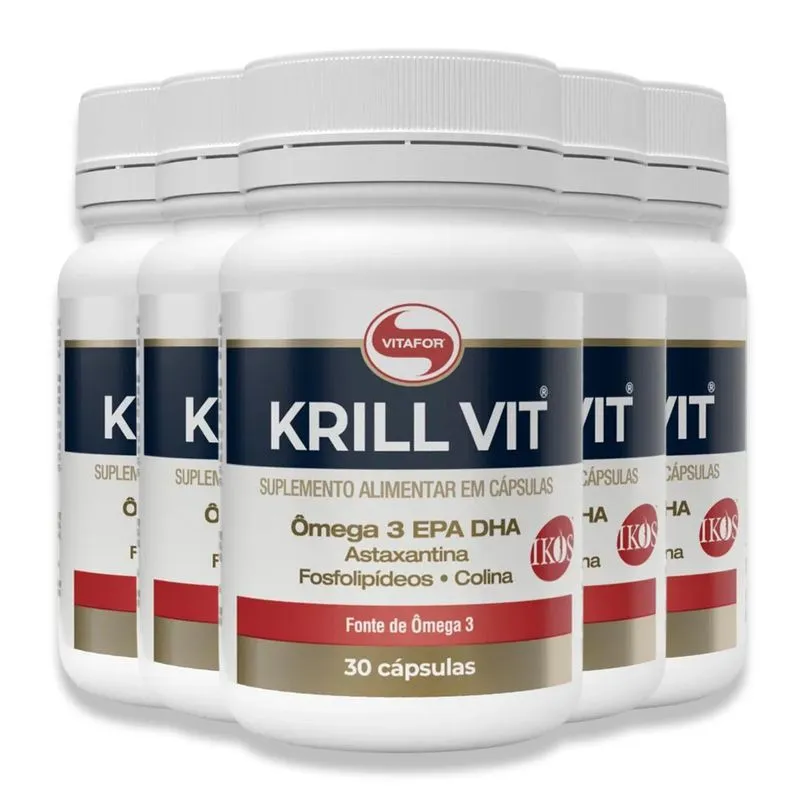 Kit 5 Krill Vit Vitafor Óleo De Krill 30 Cápsulas