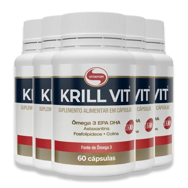 Kit 5 Krill Vit Vitafor Óleo De Krill 60 Cápsulas