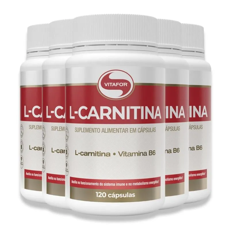 Kit 5 L-carnitina + B6 Vitafor 120 Cápsulas