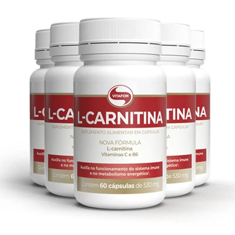 Kit 5 L-carnitina + B6 Vitafor 60 Cápsulas