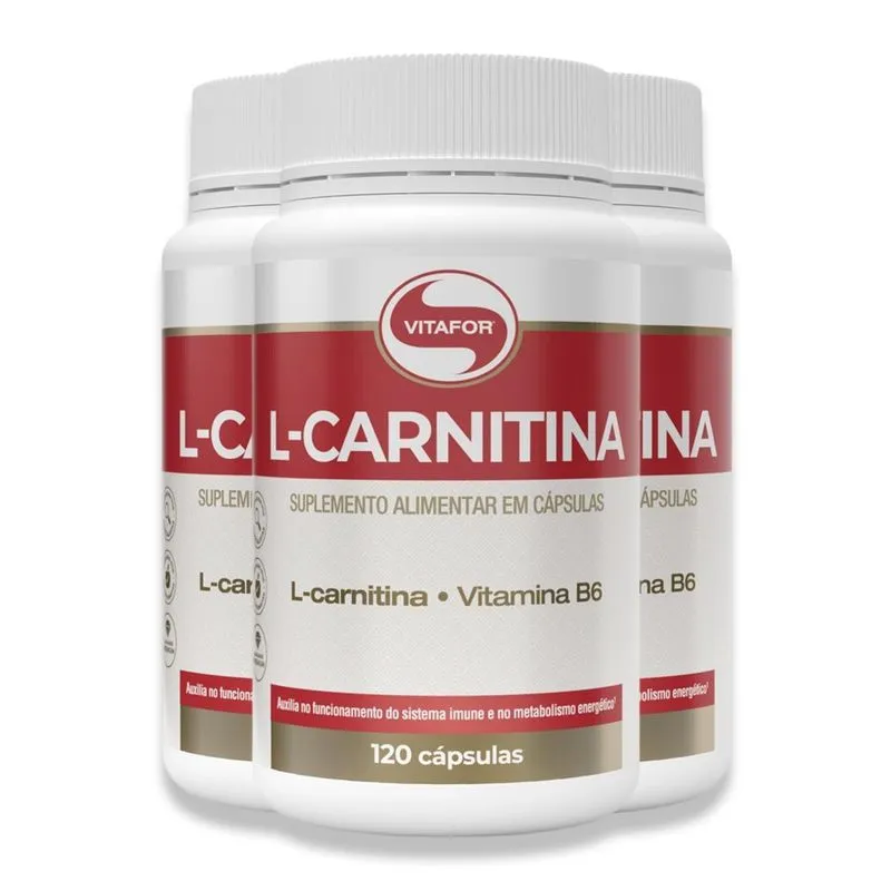Kit 3 L-carnitina + B6 Vitafor 120 Cápsulas