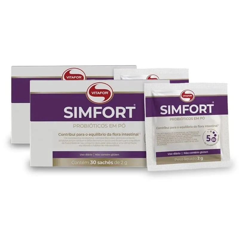 Kit 2 Simfort Mix De Probióticos Vitafor 30 Sachês De 2g