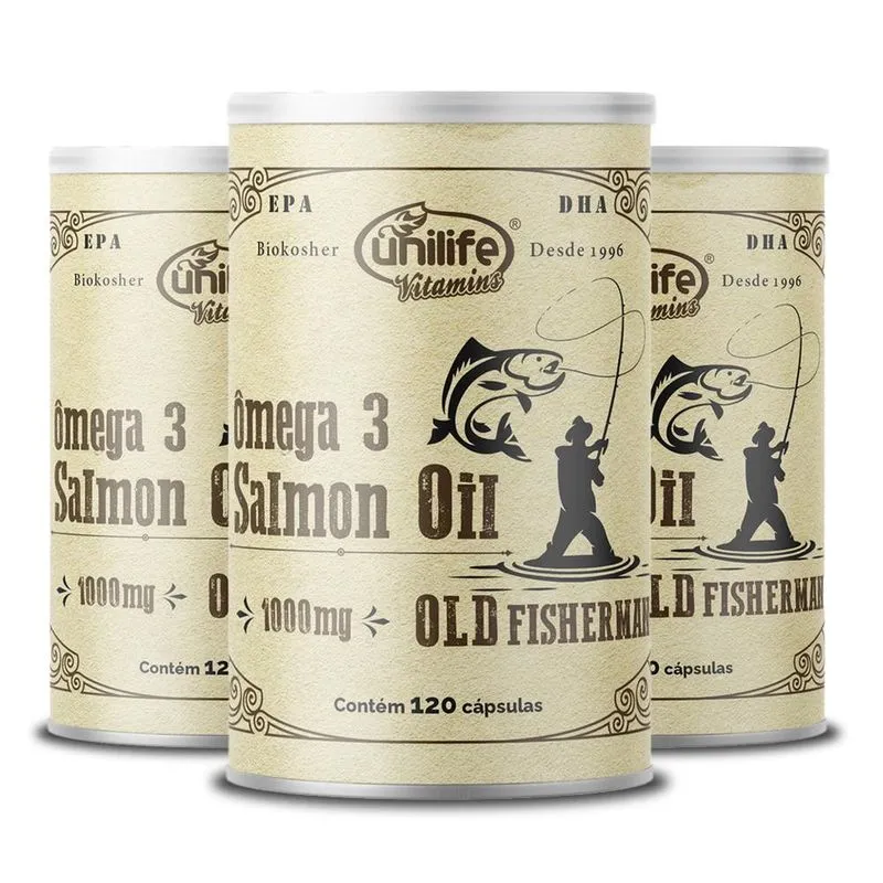 Kit 3 Ômega 3 Old Fisherman Unilife 120 Cápsulas