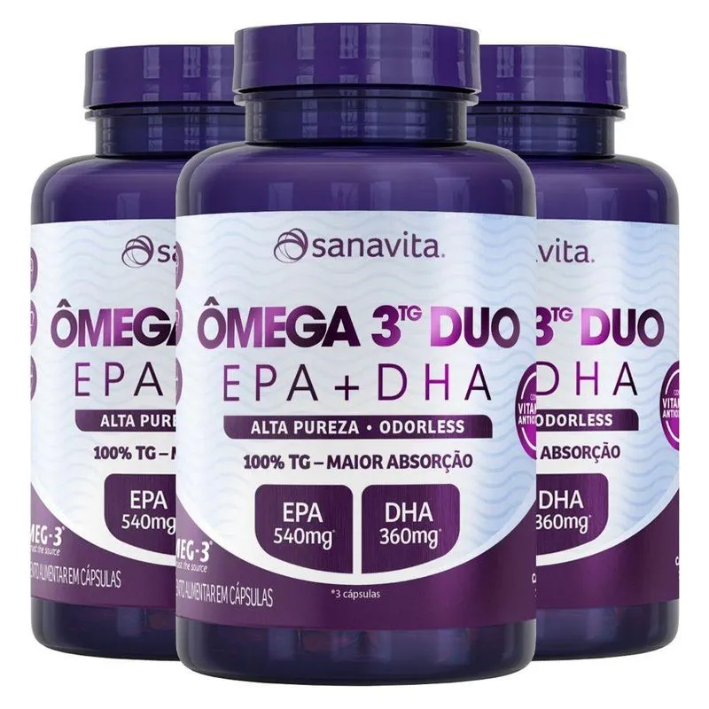 Kit 3 Ômega 3tg Duo Sanavita 60cáps