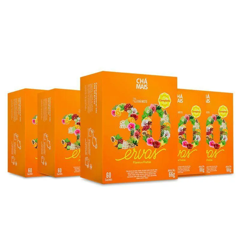 Kit 5 Chá Misto 30 Ervas Flores E Frutas Chámais 60 Sachês