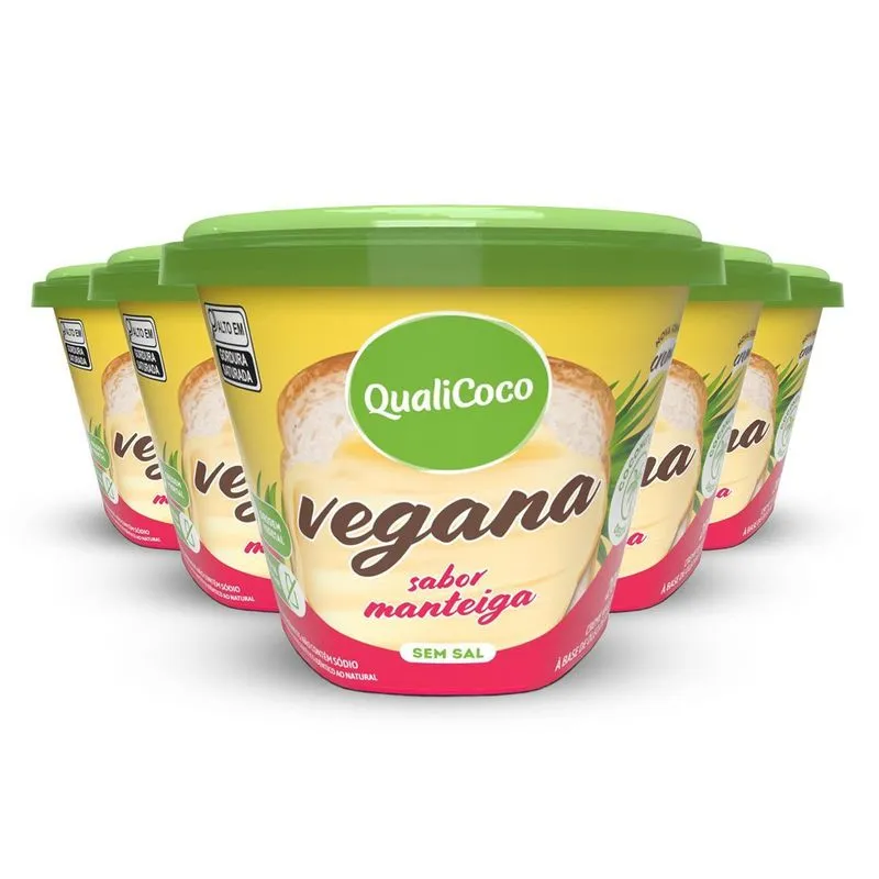 Kit 5 Manteiga De Coco Qualicoco 200g Sabor Manteiga Sem Sal