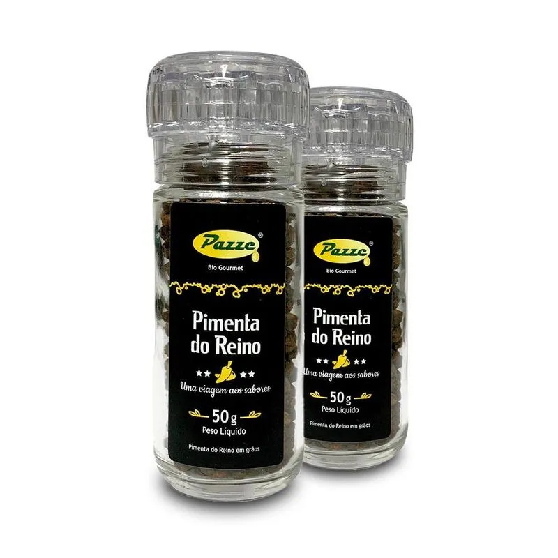 Kit 2 Pimenta Do Reino Em Grão Moedor Pazze 50g