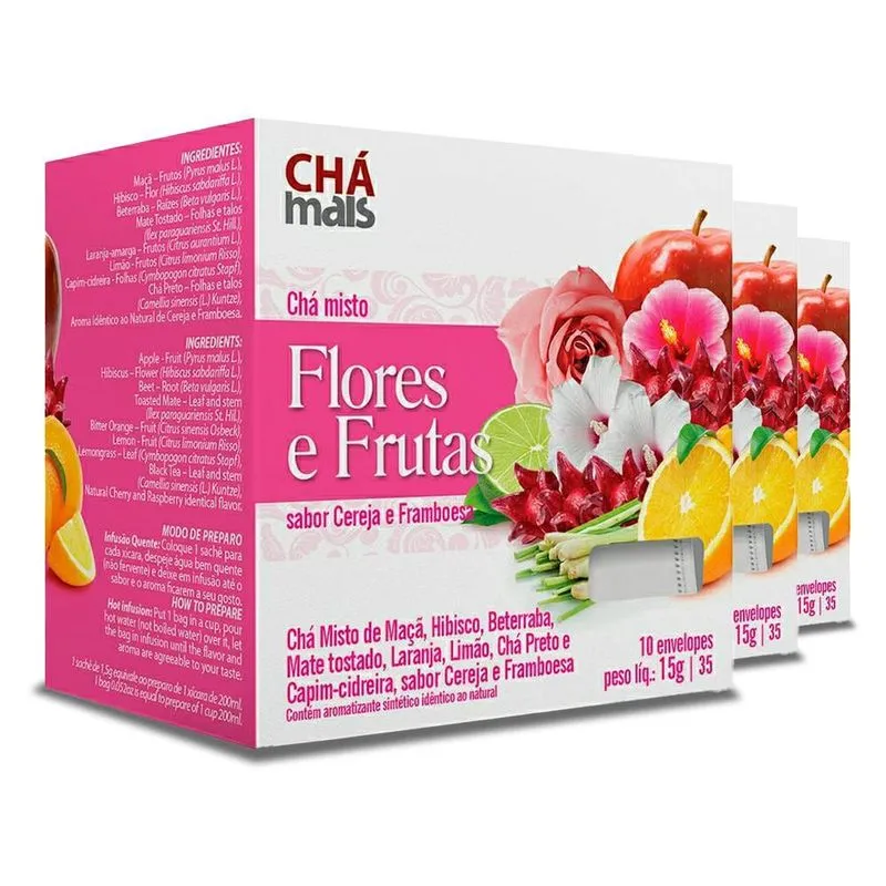Kit 3 Chá Misto Chámais Flores E Frutas 10 Sachês