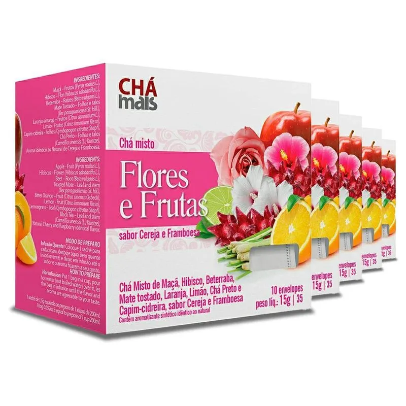 Kit 5 Chá Misto Chámais Flores E Frutas 10 Sachês