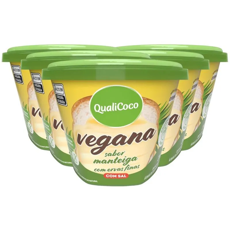 Kit 5 Manteiga De Coco Qualicoco Com Ervas Finas 200g