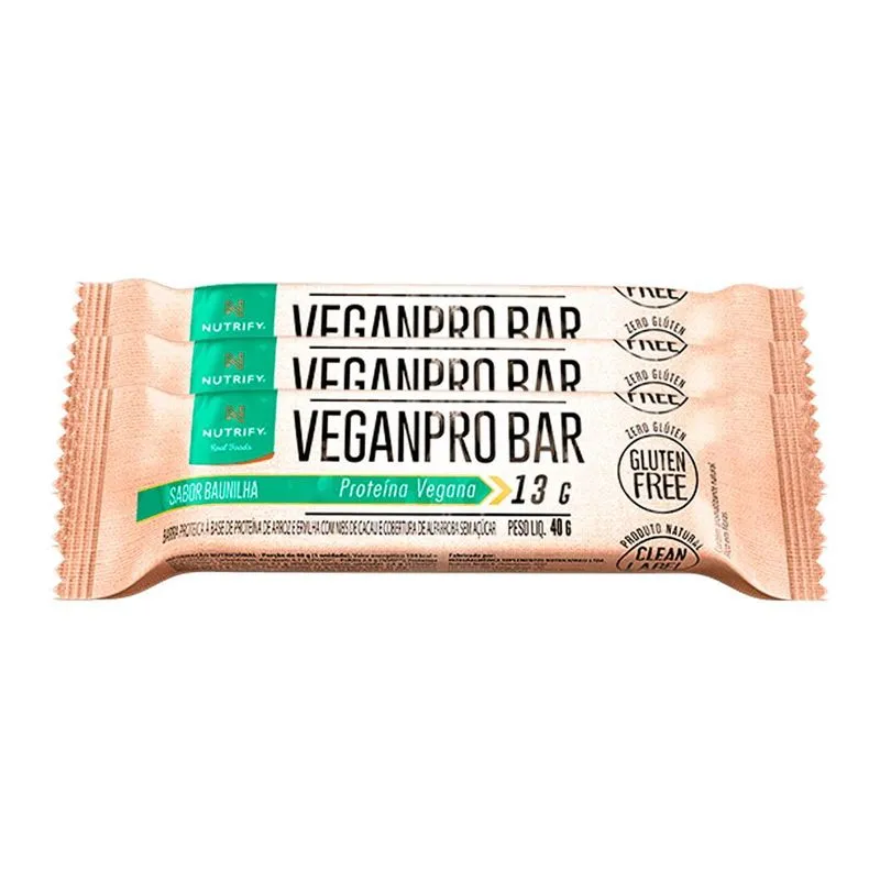 Kit 3 Veganpro Nutrify Barra De Proteína Vegana Baunilha Und
