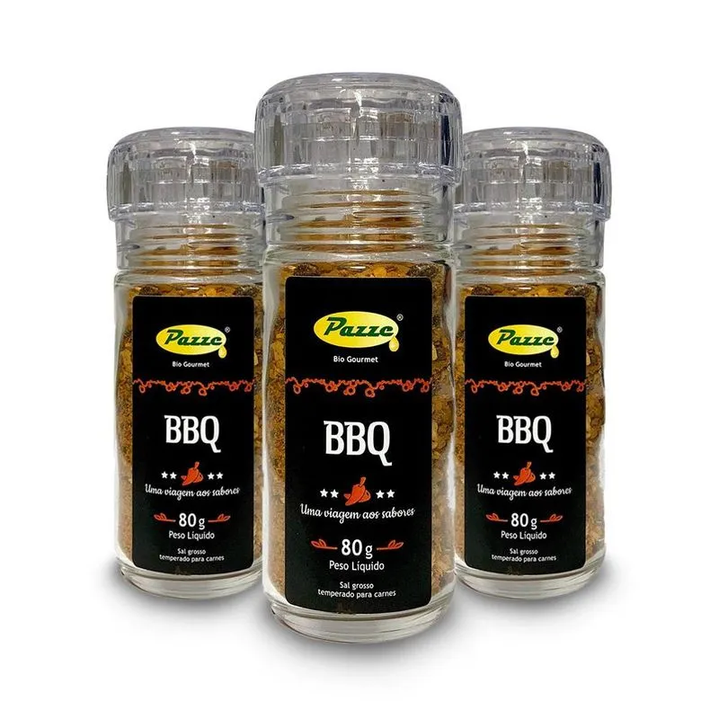 Kit 3 Bbq - Tempero Para Carnes Moedor Pazze 80g