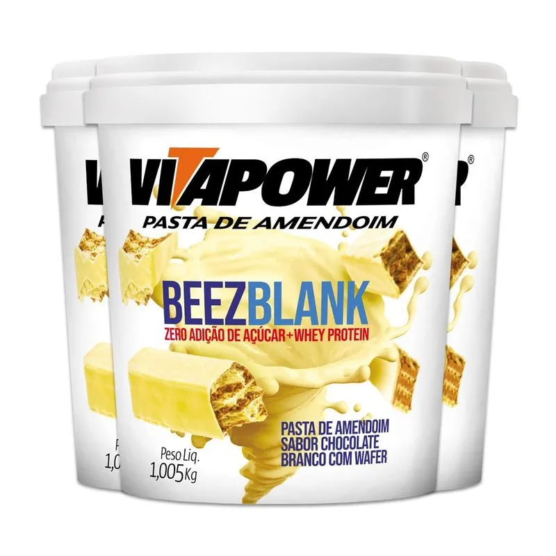 Kit 3 Pasta De Amendoim Vitapower Beezblank 1kg