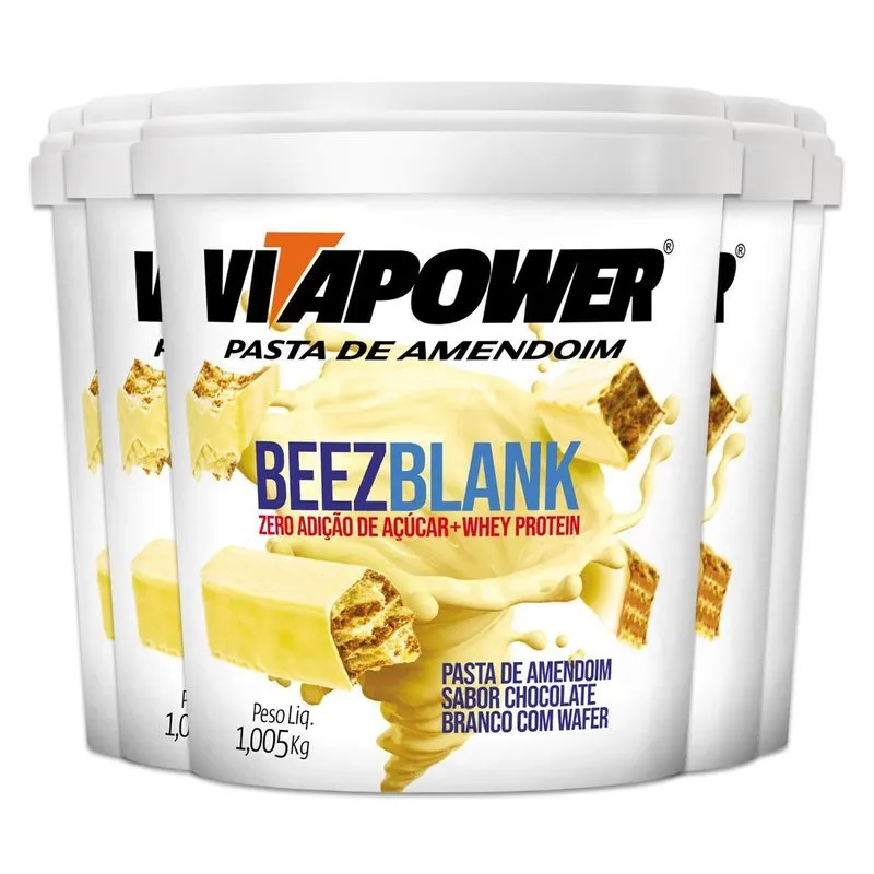 Kit 5 Pasta De Amendoim Vitapower Beezblank 1kg