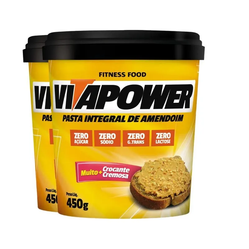 Kit 2 Pasta De Amendoim Vitapower Integral Crocante 450g