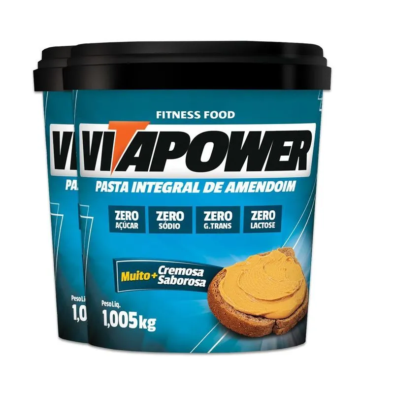 Kit 2 Pasta De Amendoim Vitapower Integral 1kg