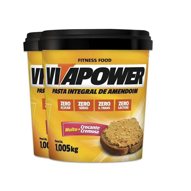 Kit 2 Pasta De Amendoim Vitapower Integral Crocante 1kg