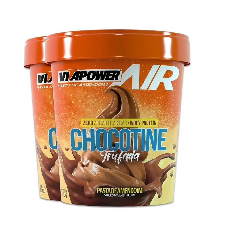 Kit 2 Pasta De Amendoim Vitapower Chocotine Trufado 600g