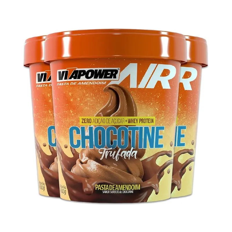 Kit 3 Pasta De Amendoim Vitapower Chocotine Trufado 600g