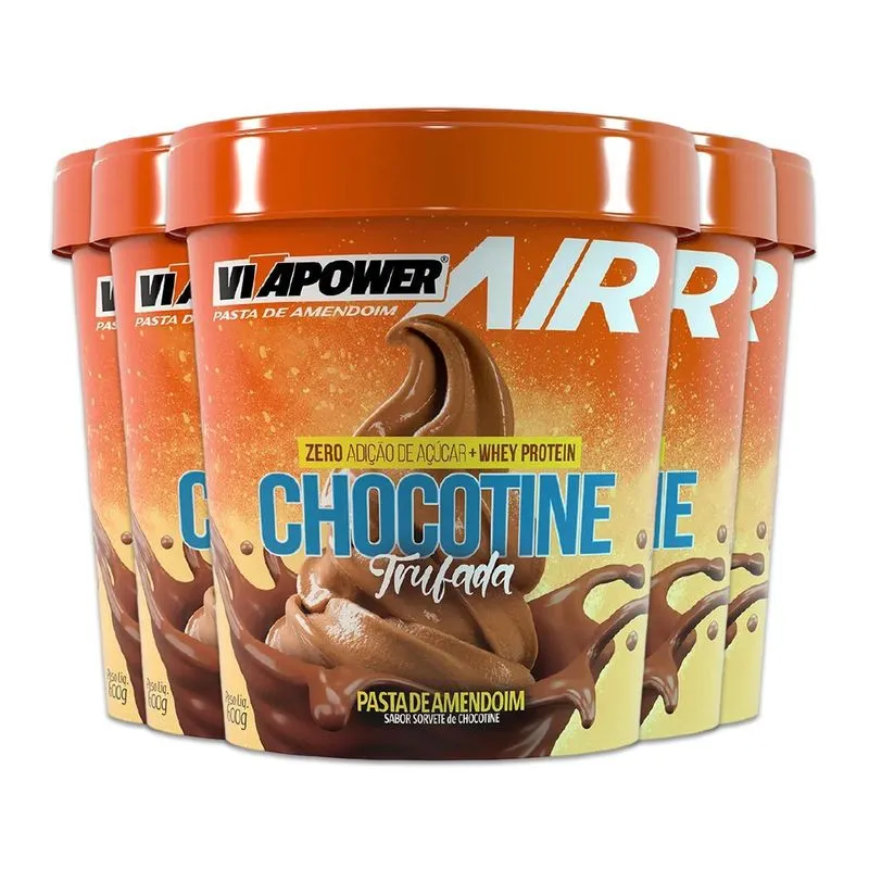 Kit 5 Pasta De Amendoim Vitapower Chocotine Trufado 600g