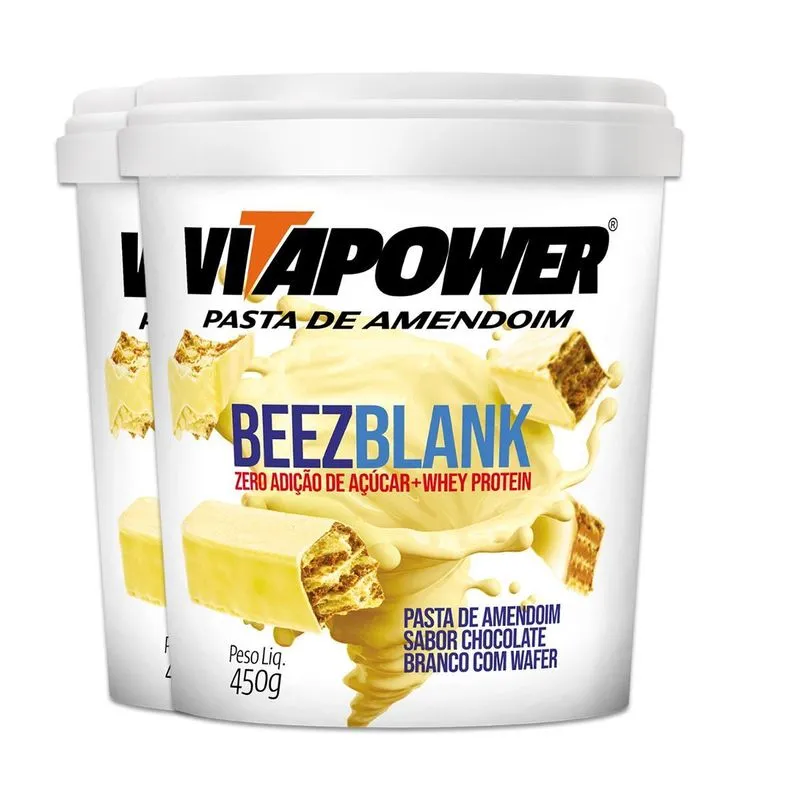 Kit 2 Pasta De Amendoim Vitapower Beezblank 450g