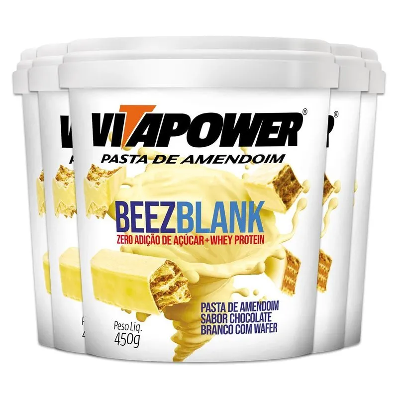 Kit 5 Pasta De Amendoim Vitapower Beezblank 450g