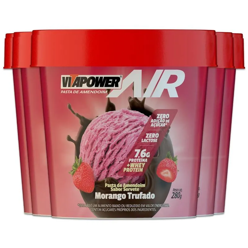 Kit 5 Pasta De Amendoim Vitapower Whey Buenna Trufado 280g