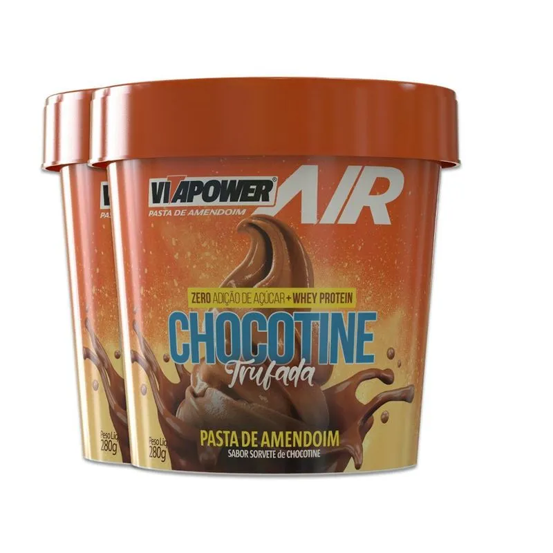 Kit 2 Pasta De Amendoim Vitapower Chocotine Trufado 280g