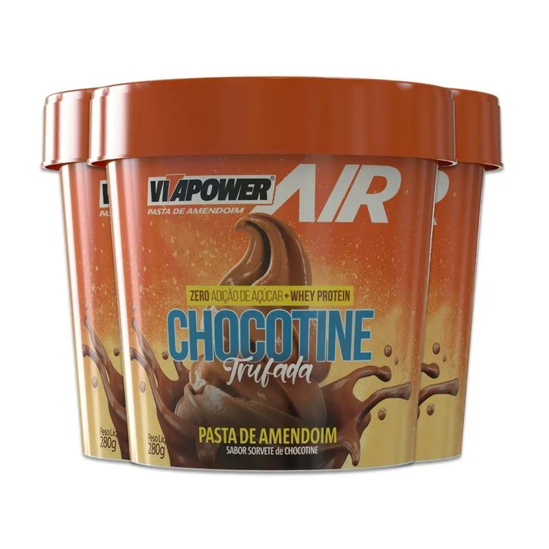 Kit 3 Pasta De Amendoim Vitapower Chocotine Trufado 280g