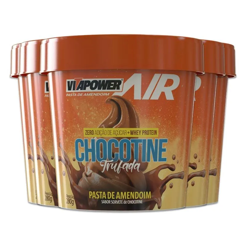 Kit 5 Pasta De Amendoim Vitapower Chocotine Trufado 280g