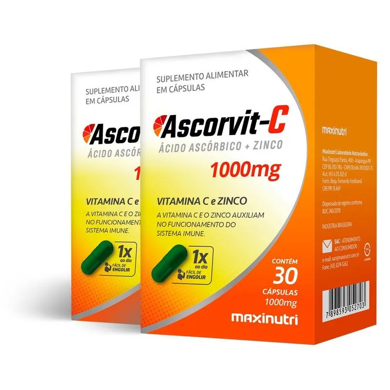 Kit 2 Ascorvit-c Maxinutri 30 Cápsulas