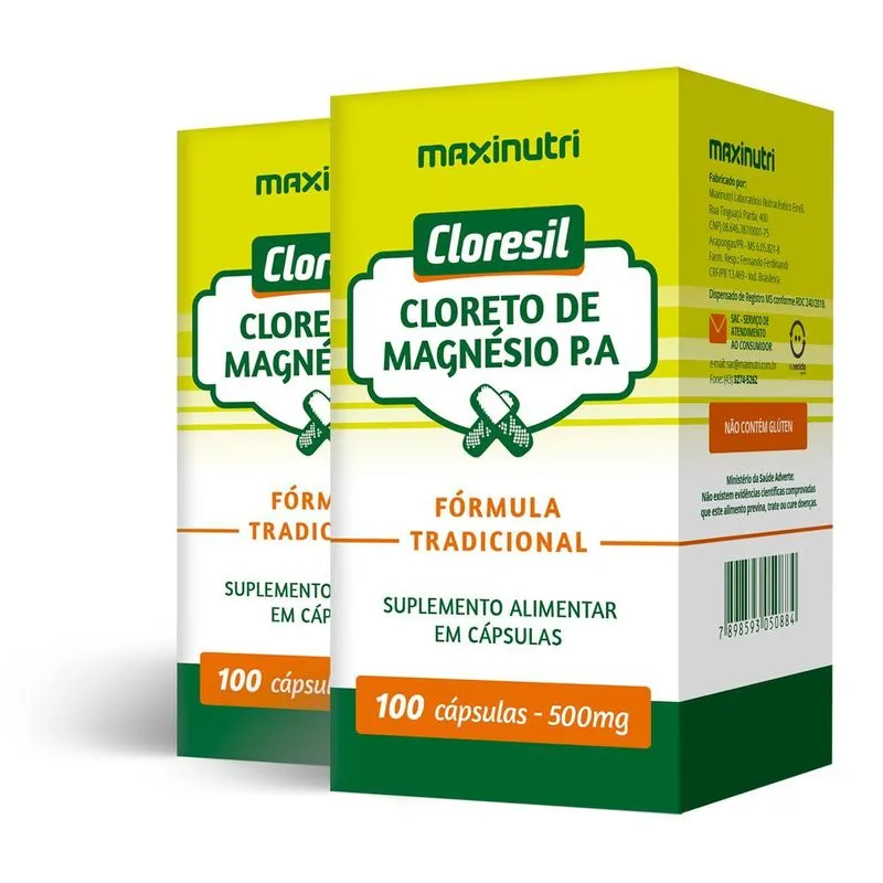 Kit 2 Cloresil Cloreto De Magnésio Maxinutri 100 Cápsulas