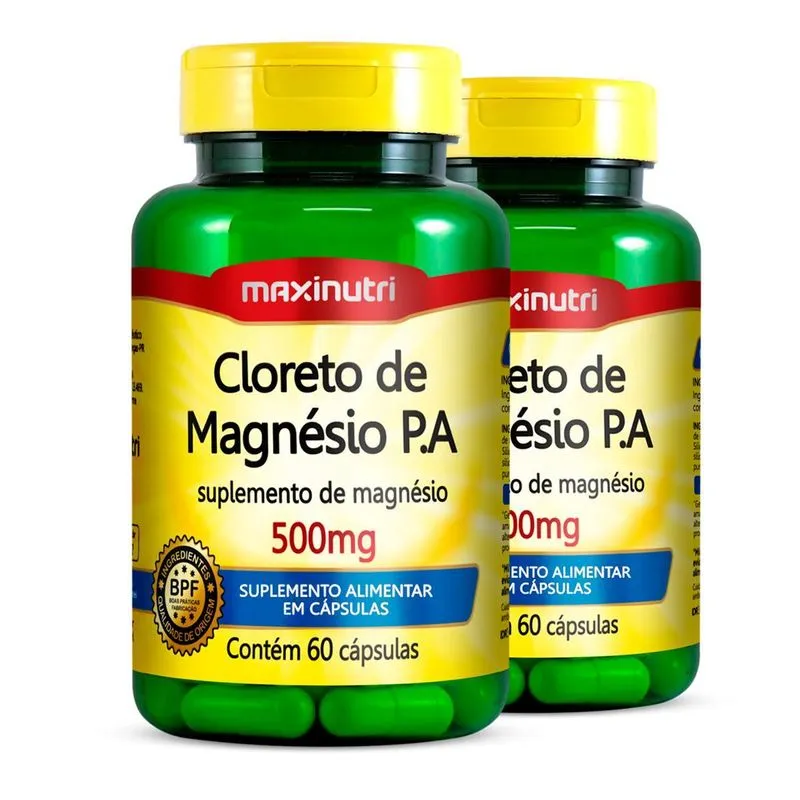 Kit 2 Cloreto De Magnésio P.a 500mg Maxinutri 60 Cápsulas
