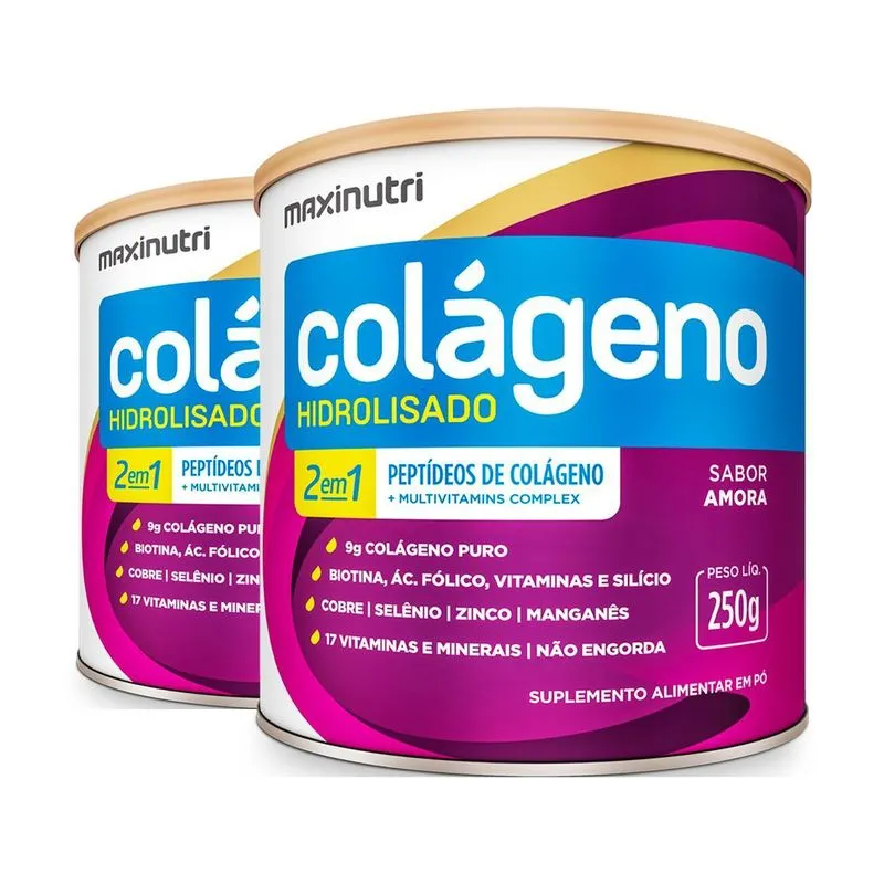 Kit 2 Colágeno Hidrolisado 2 Em 1 Maxinutri 250g Amora